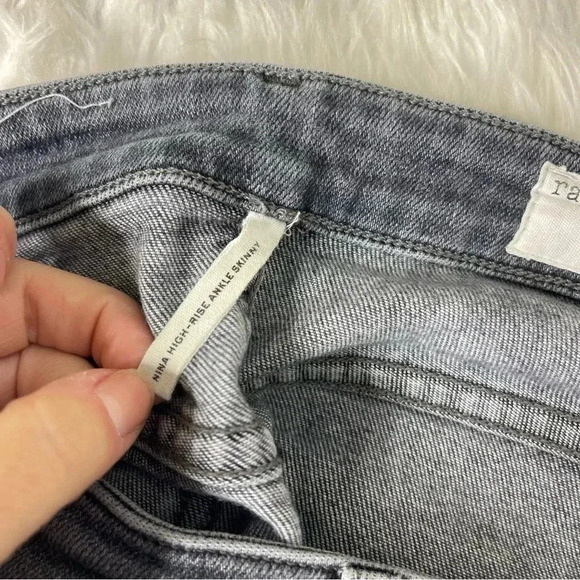 Rag & Bone Gray Nina High Rise Skinny Jeans Raw Hem Size 26 - Picture 4 of 11